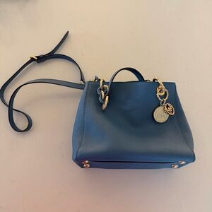 Michael Kors Blue Crossbody Bag with Gold Accents